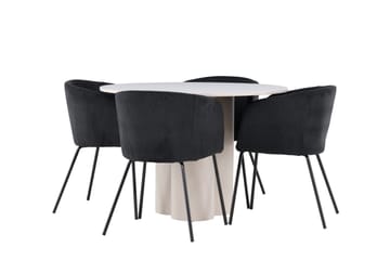 Olivia Matgrupp 110 cm Rund med 4 Berit stolar - Beige/Svart - Möbler - Bord & matgrupp - Matgrupp
