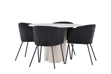 Olivia Matgrupp 110 cm Rund med 4 Berit stolar - Beige/Svart - Möbler - Bord & matgrupp - Matgrupp