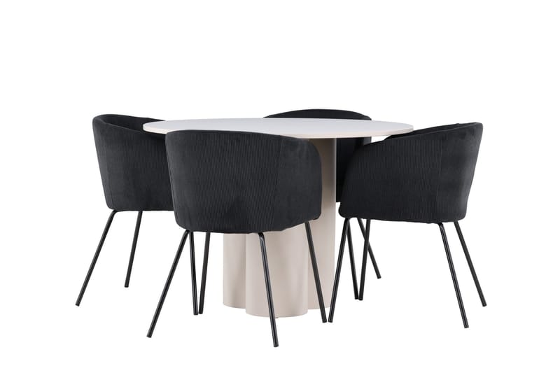 Olivia Matgrupp 110 cm Rund med 4 Berit stolar - Beige/Svart - Möbler - Bord & matgrupp - Matgrupp