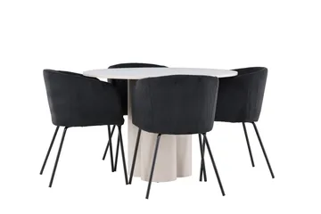 Olivia Matgrupp 110 cm Rund med 4 Berit stolar - Beige/Svart - Möbler - Bord & matgrupp - Matgrupp