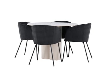 Olivia Matgrupp 110 cm Rund med 4 Berit stolar - Beige/Svart - Möbler - Bord & matgrupp - Matgrupp