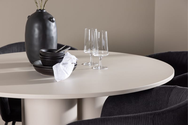 Olivia Matgrupp 110 cm Rund med 4 Berit stolar - Beige/Svart - Möbler - Bord & matgrupp - Matgrupp