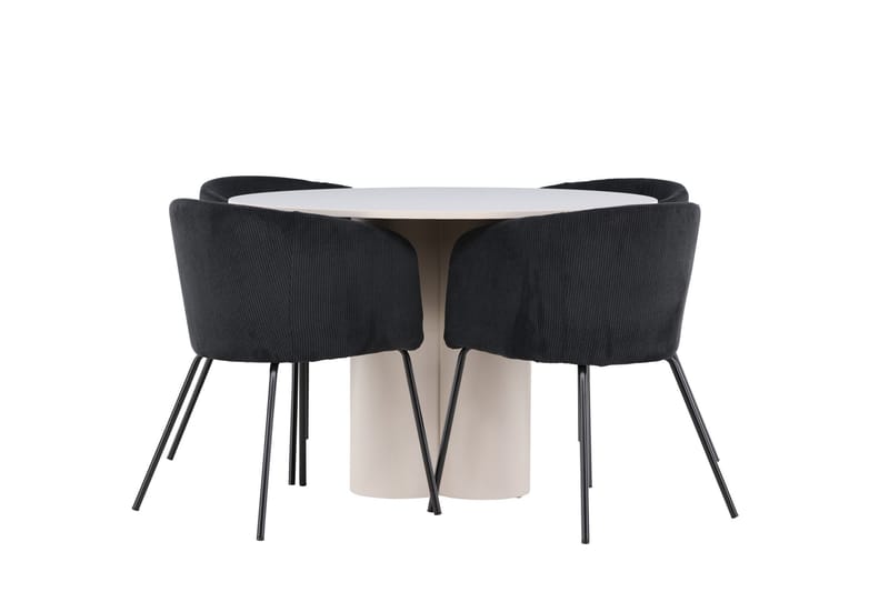 Olivia Matgrupp 110 cm Rund med 4 Berit stolar - Beige/Svart - Möbler - Bord & matgrupp - Matgrupp