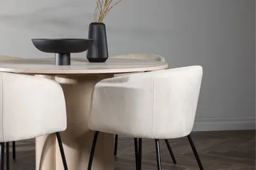 Olivia Matgrupp 110 cm Rund med 4 Berit stolar - Whitewash - Möbler - Bord & matgrupp - Matgrupp