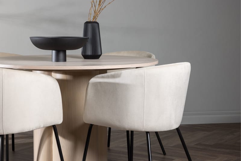 Olivia Matgrupp 110 cm Rund med 4 Berit stolar - Whitewash - Möbler - Bord & matgrupp - Matgrupp