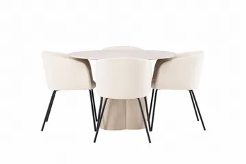 Olivia Matgrupp 110 cm Rund med 4 Berit stolar - Whitewash - Möbler - Bord & matgrupp - Matgrupp