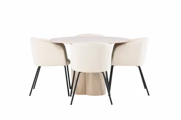 Olivia Matgrupp 110 cm Rund med 4 Berit stolar - Whitewash - Möbler - Bord & matgrupp - Matgrupp