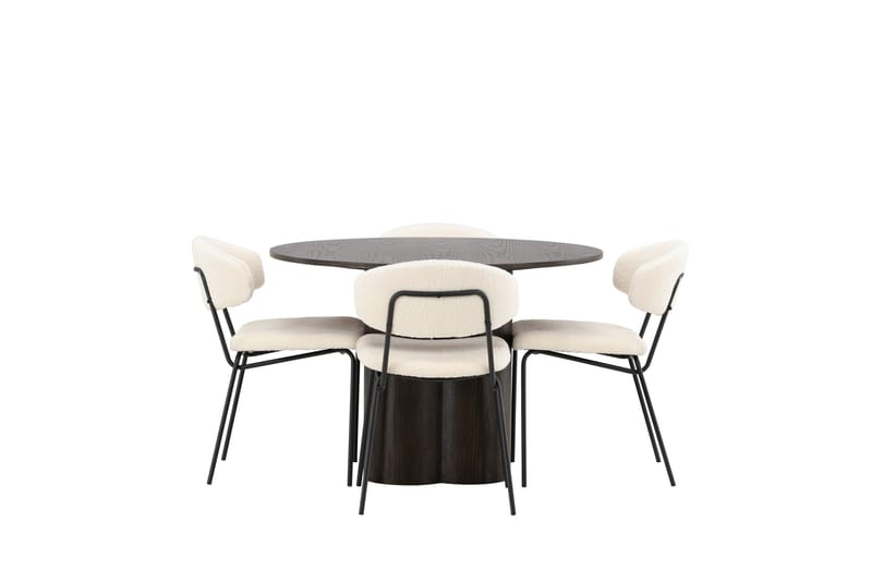 Olivia Matgrupp 110 cm Rund med 4 Chico Stolar - Mocca - Möbler - Bord & matgrupp - Matgrupp