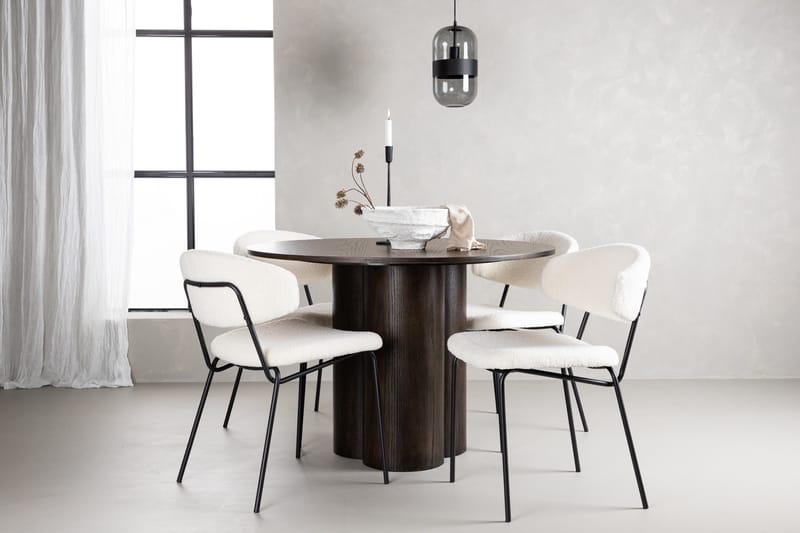 Olivia Matgrupp 110 cm Rund med 4 Chico Stolar - Mocca - Möbler - Bord & matgrupp - Matgrupp