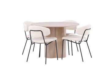 Olivia Matgrupp 110 cm Rund med 4 Chico Stolar - Whitewash - Möbler - Bord & matgrupp - Matgrupp