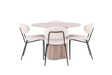 Olivia Matgrupp 110 cm Rund med 4 Chico Stolar - Whitewash - Möbler - Bord & matgrupp - Matgrupp