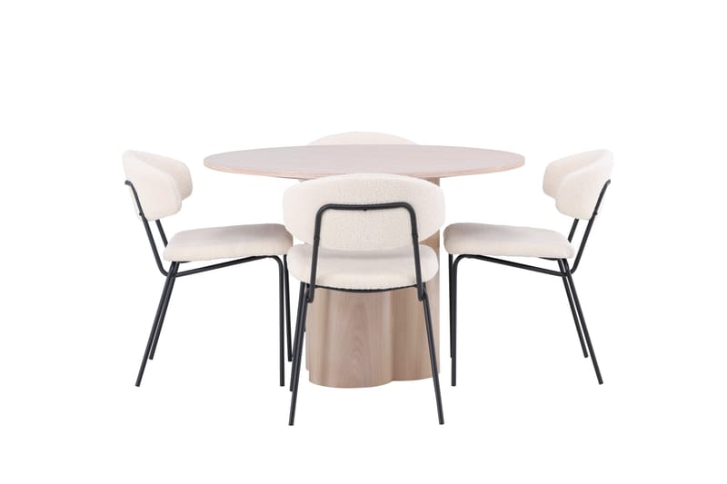 Olivia Matgrupp 110 cm Rund med 4 Chico Stolar - Whitewash - Möbler - Bord & matgrupp - Matgrupp