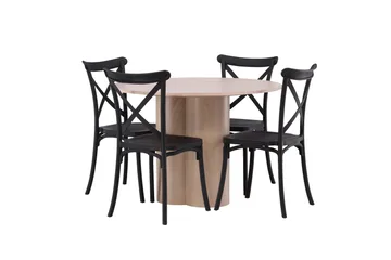 Olivia Matgrupp 110 cm Rund med 4 Crosett stolar - Whitewash - Möbler - Bord & matgrupp - Matgrupp