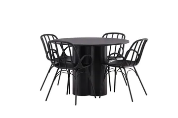 Olivia Matgrupp 110 cm Rund med 4 Dyrön Stolar - Svart - Möbler - Bord & matgrupp - Matgrupp