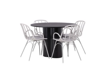 Olivia Matgrupp 110 cm Rund med 4 Dyrön Stolar - Svart - Möbler - Bord & matgrupp - Matgrupp