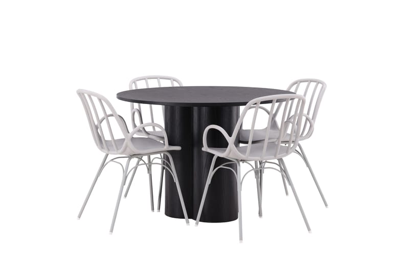 Olivia Matgrupp 110 cm Rund med 4 Dyrön Stolar - Svart - Möbler - Bord & matgrupp - Matgrupp