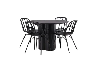 Olivia Matgrupp 110 cm Rund med 4 Dyrön Stolar - Svart - Möbler - Bord & matgrupp - Matgrupp