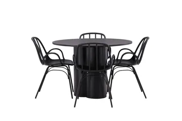 Olivia Matgrupp 110 cm Rund med 4 Dyrön Stolar - Svart - Möbler - Bord & matgrupp - Matgrupp