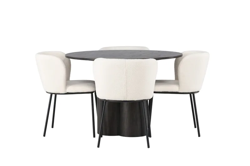 Olivia Matgrupp 110 cm Rund med 4 Edina Stolar, Mocca