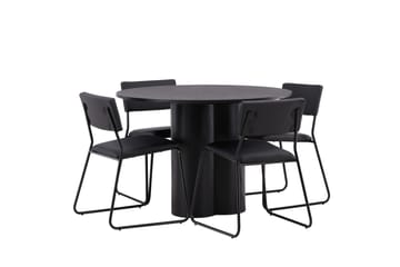 Olivia Matgrupp 110 cm Rund med 4 Kenth Stolar - Svart - Möbler - Bord & matgrupp - Matgrupp