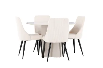 Olivia Matgrupp 110 cm Rund med 4 Leone stolar - Beige/Beige - Möbler - Bord & matgrupp - Matgrupp