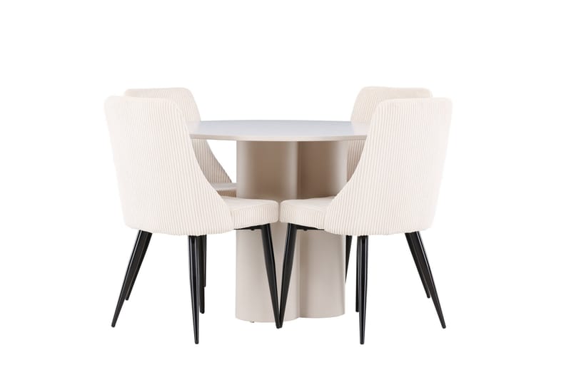 Olivia Matgrupp 110 cm Rund med 4 Leone stolar - Beige/Beige - Möbler - Bord & matgrupp - Matgrupp
