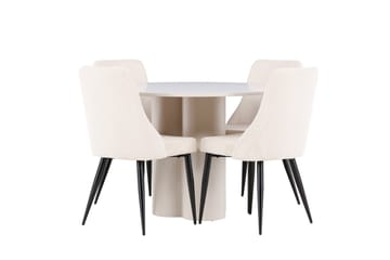 Olivia Matgrupp 110 cm Rund med 4 Leone stolar - Beige/Beige - Möbler - Bord & matgrupp - Matgrupp