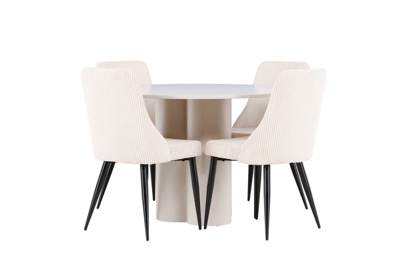 Olivia Matgrupp 110 cm Rund med 4 Leone stolar - Beige/Beige - Möbler - Bord & matgrupp - Matgrupp