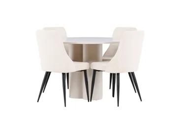 Olivia Matgrupp 110 cm Rund med 4 Leone stolar - Beige/Beige - Möbler - Bord & matgrupp - Matgrupp