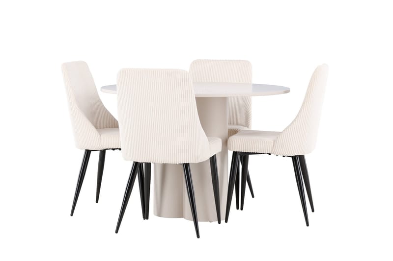 Olivia Matgrupp 110 cm Rund med 4 Leone stolar - Beige/Beige - Möbler - Bord & matgrupp - Matgrupp