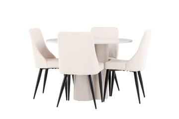 Olivia Matgrupp 110 cm Rund med 4 Leone stolar - Beige/Beige - Möbler - Bord & matgrupp - Matgrupp