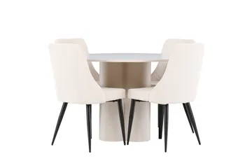 Olivia Matgrupp 110 cm Rund med 4 Leone stolar - Beige/Beige - Möbler - Bord & matgrupp - Matgrupp