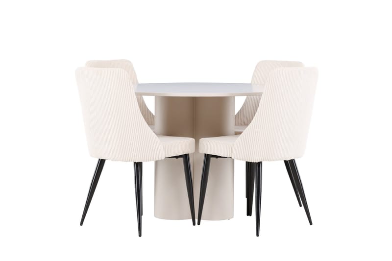 Olivia Matgrupp 110 cm Rund med 4 Leone stolar - Beige/Beige - Möbler - Bord & matgrupp - Matgrupp