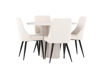 Olivia Matgrupp 110 cm Rund med 4 Leone stolar - Beige/Beige - Möbler - Bord & matgrupp - Matgrupp