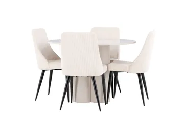 Olivia Matgrupp 110 cm Rund med 4 Leone stolar - Beige/Beige - Möbler - Bord & matgrupp - Matgrupp