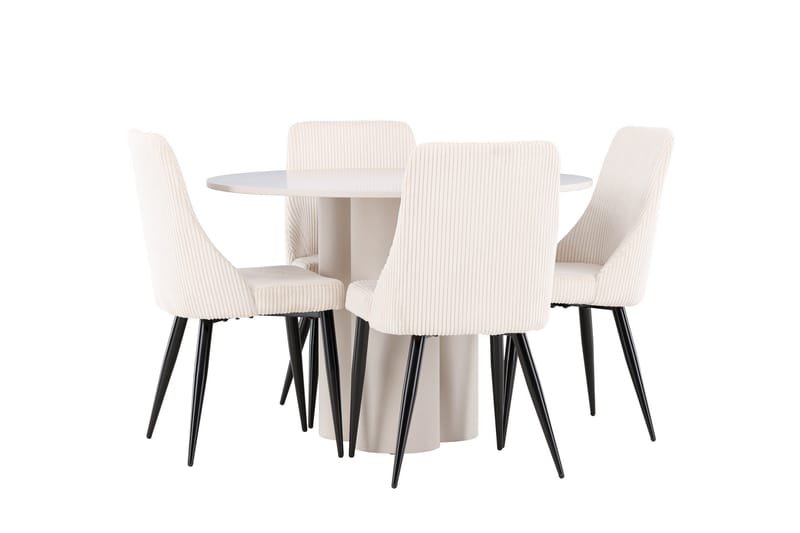 Olivia Matgrupp 110 cm Rund med 4 Leone stolar - Beige/Beige - Möbler - Bord & matgrupp - Matgrupp