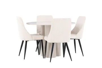 Olivia Matgrupp 110 cm Rund med 4 Leone stolar - Beige/Beige - Möbler - Bord & matgrupp - Matgrupp