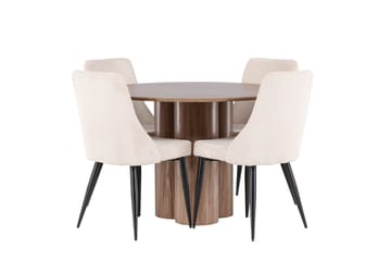 Olivia Matgrupp 110 cm Rund med 4 Leone stolar - Mocca/Beige - Möbler - Bord & matgrupp - Matgrupp