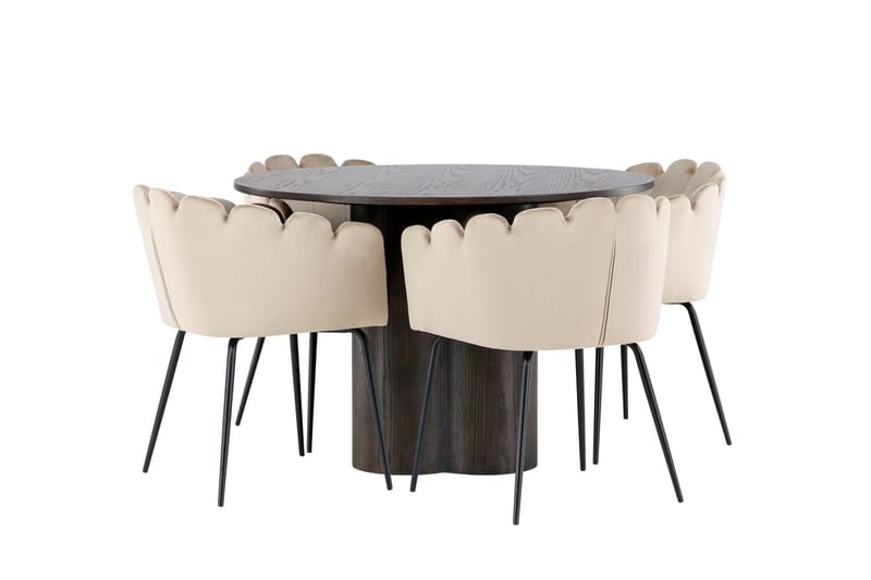 Olivia Matgrupp 110 cm Rund med 4 Limhamn stolar - Beige - Möbler - Bord & matgrupp - Matgrupp