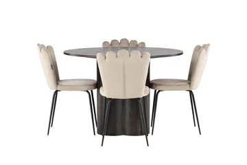 Olivia Matgrupp 110 cm Rund med 4 Limhamn stolar - Beige - Möbler - Bord & matgrupp - Matgrupp