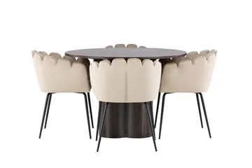 Olivia Matgrupp 110 cm Rund med 4 Limhamn stolar - Beige - Möbler - Bord & matgrupp - Matgrupp