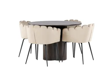 Olivia Matgrupp 110 cm Rund med 4 Limhamn stolar - Beige - Möbler - Bord & matgrupp - Matgrupp