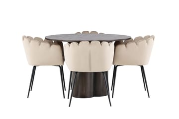 Olivia Matgrupp 110 cm Rund med 4 Limhamn stolar - Beige - Möbler - Bord & matgrupp - Matgrupp