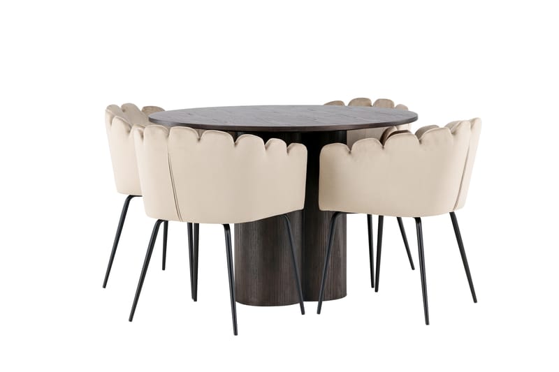 Olivia Matgrupp 110 cm Rund med 4 Limhamn stolar - Beige - Möbler - Bord & matgrupp - Matgrupp