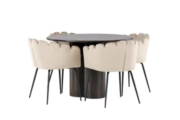 Olivia Matgrupp 110 cm Rund med 4 Limhamn stolar - Beige - Möbler - Bord & matgrupp - Matgrupp