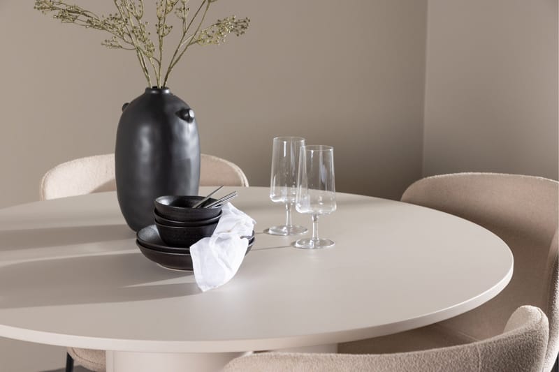 Olivia Matgrupp 110 cm Rund med 4 Modesto stolar - Beige/Beige - Möbler - Bord & matgrupp - Matgrupp