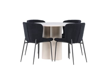 Olivia Matgrupp 110 cm Rund med 4 Modesto stolar - Beige/Svart - Möbler - Bord & matgrupp - Matgrupp