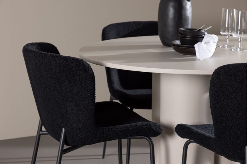 Olivia Matgrupp 110 cm Rund med 4 Modesto stolar - Beige/Svart - Möbler - Bord & matgrupp - Matgrupp