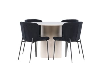 Olivia Matgrupp 110 cm Rund med 4 Modesto stolar - Beige/Svart - Möbler - Bord & matgrupp - Matgrupp