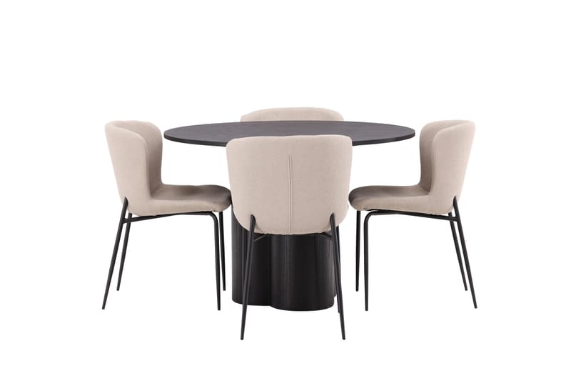 Olivia Matgrupp 110 cm Rund med 4 Modesto Stolar - Svart - Möbler - Bord & matgrupp - Matgrupp